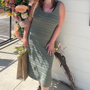 NWOT Old Navy Fitted Sleeveless Crochet Swim Cover-Up Midi Dress w/ side slits